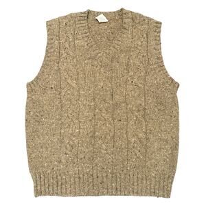 Vintage Old Navy Cable Knit Sweater Vest Wool Blend Preppy M Academia NWOT Beige